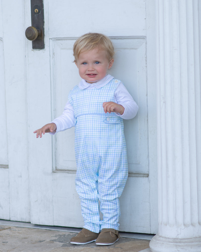 Boy's "Christina & Cameron" Pima Cotton 2PC Long Overall Set - Little Threads Inc. Children's Clothing