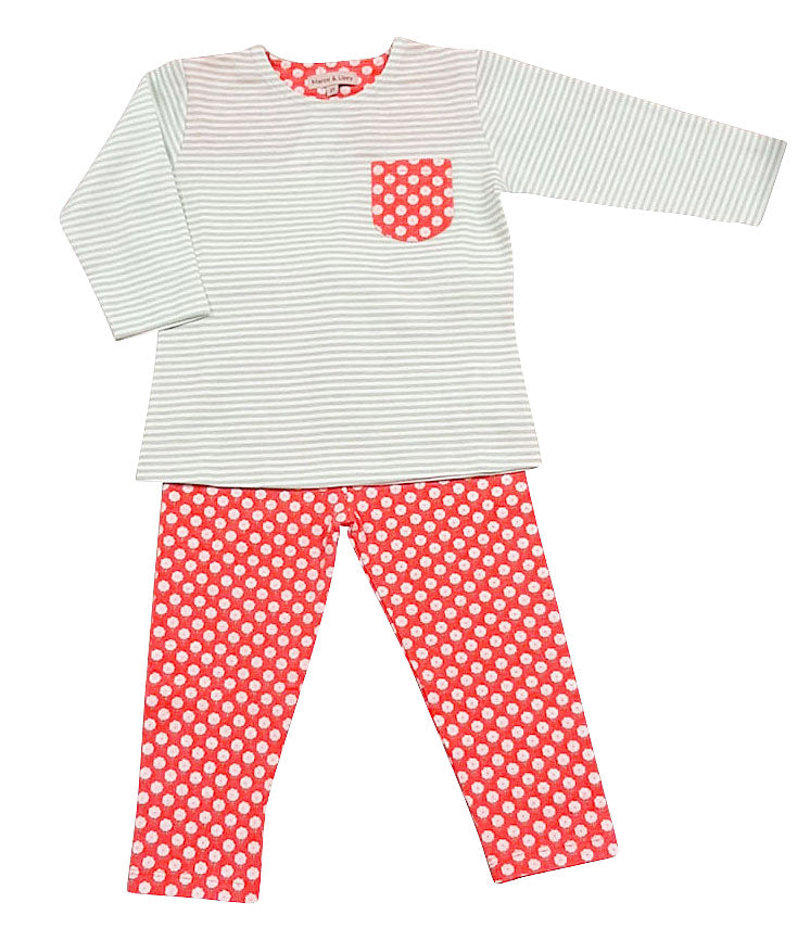 Girl's Striped top with orange legging print set - Little Threads Inc. Children's Clothing