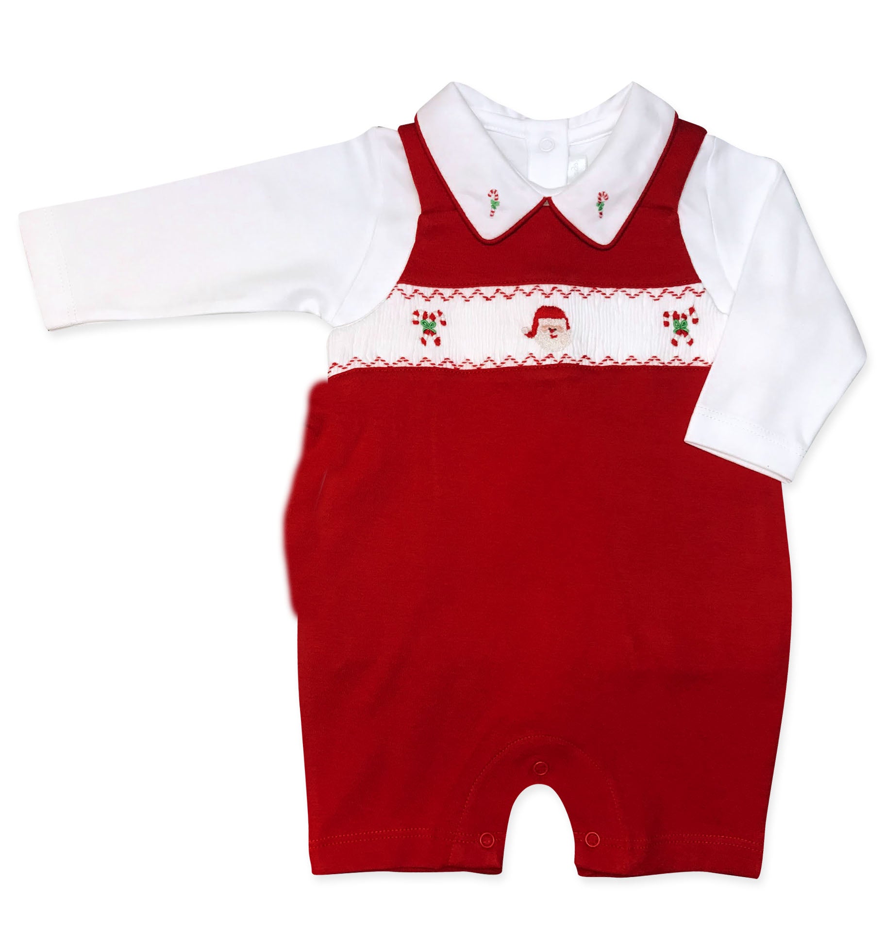 Baby Boys Santa Claus Smocked Romper Set - Little Threads Inc. Children's Clothing
