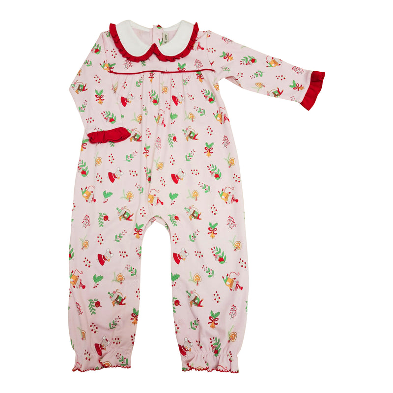 Baby Girl's "Christmas Mice" Pima Cotton Romper - Little Threads Inc. Children's Clothing