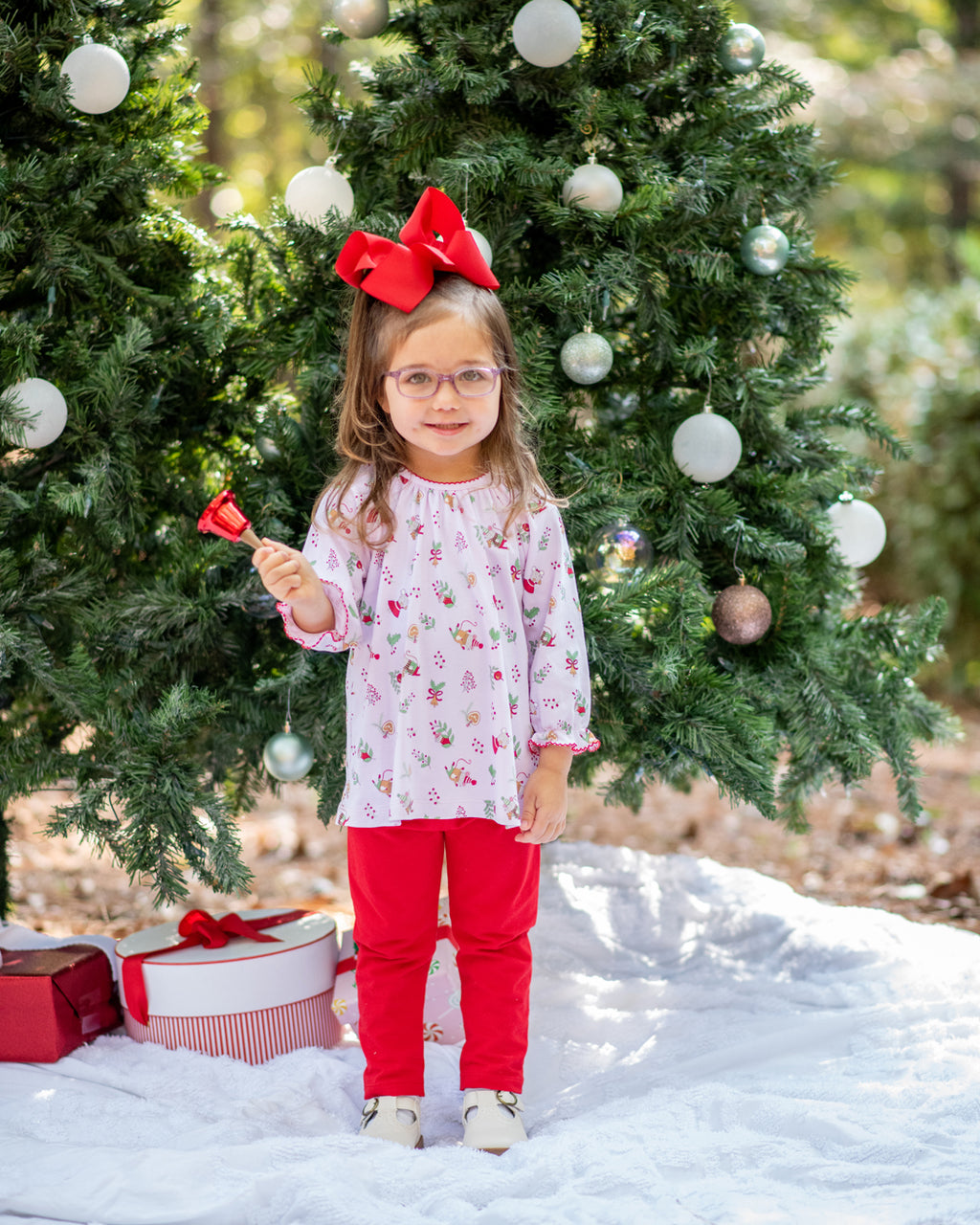 Girl's "Christmas Mice" Pima Cotton Legging Set - Little Threads Inc. Children's Clothing