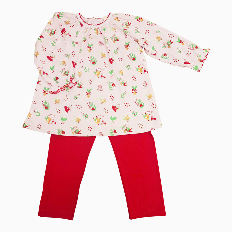 Girl's "Christmas Mice" Pima Cotton Legging Set - Little Threads Inc. Children's Clothing