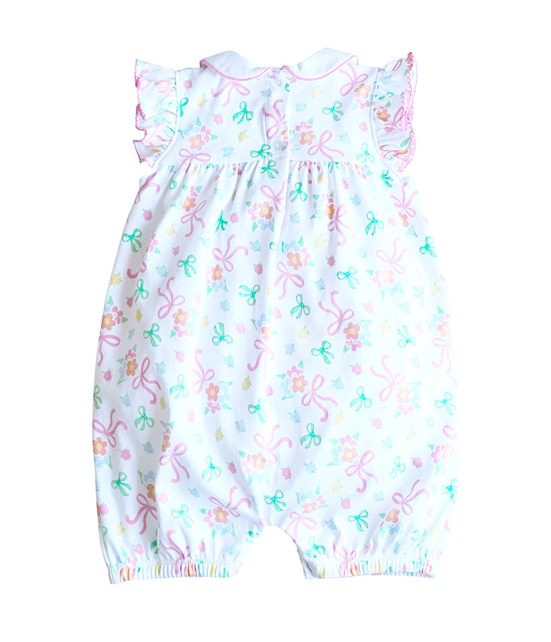 Bows and Flowers Baby Girl Romper Pima Cotton - Little Threads Inc. Children's Clothing