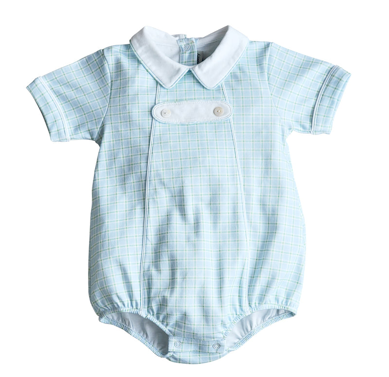 Bows and Flowers Boy's Romper Pima Cotton with Tabs - Little Threads Inc. Children's Clothing