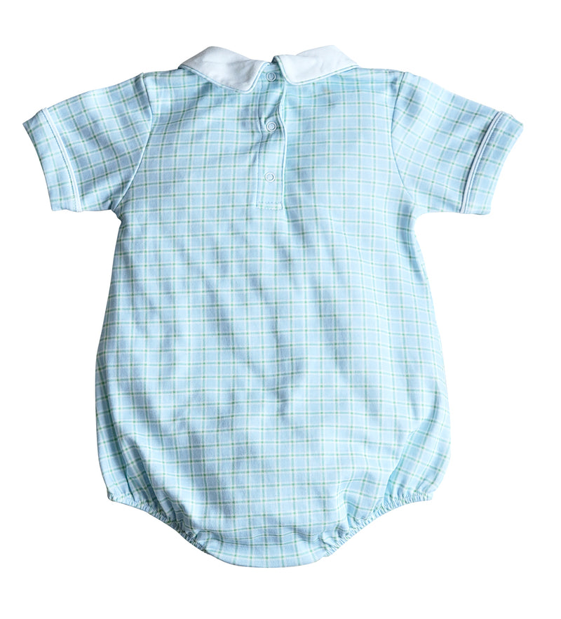 Bows and Flowers Boy's Romper Pima Cotton with Tabs - Little Threads Inc. Children's Clothing
