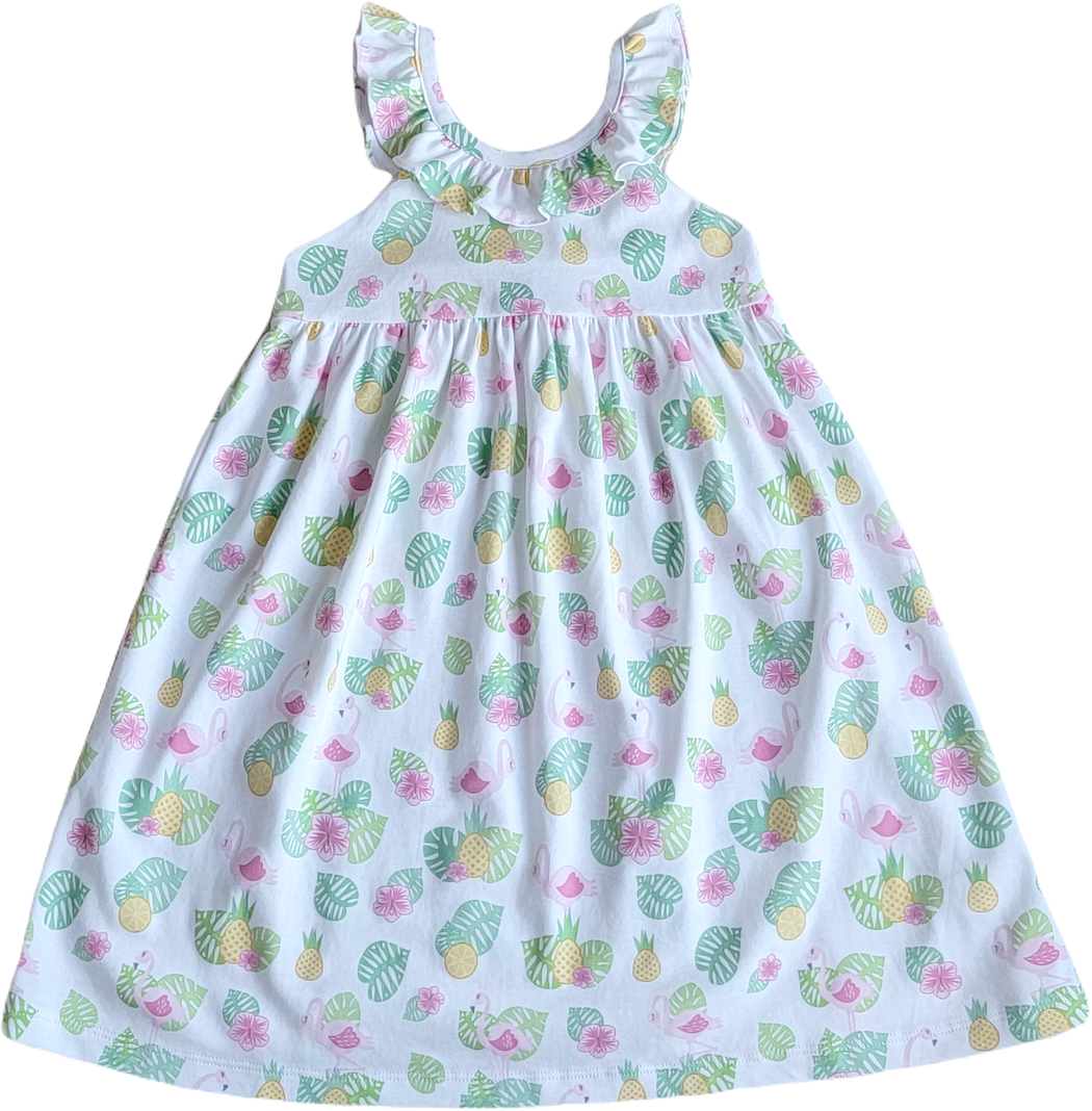 Flamingo Print Sundress Pima Cotton - Little Threads Inc. Children's Clothing