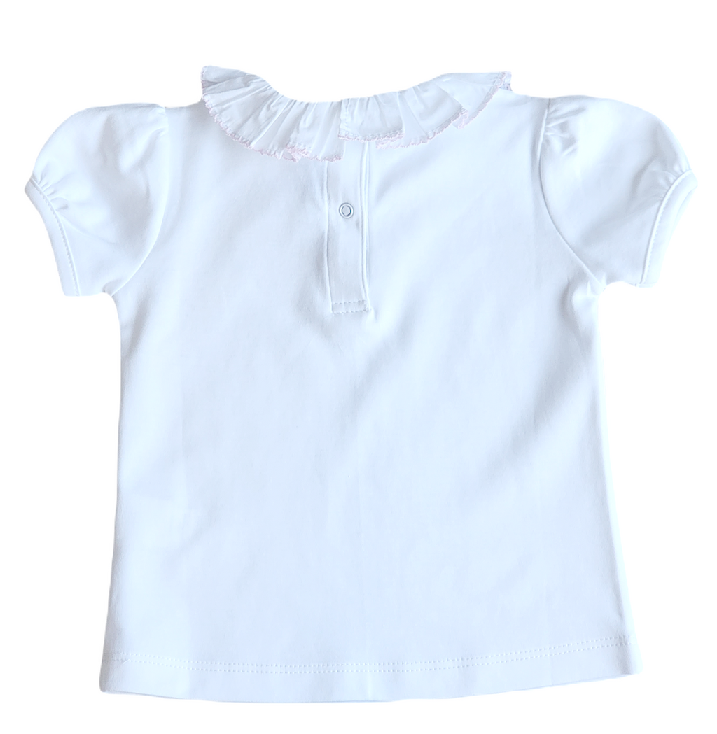 Classic tops White Pima Cotton  girl's top - Spring again - Little Threads Inc. Children's Clothing