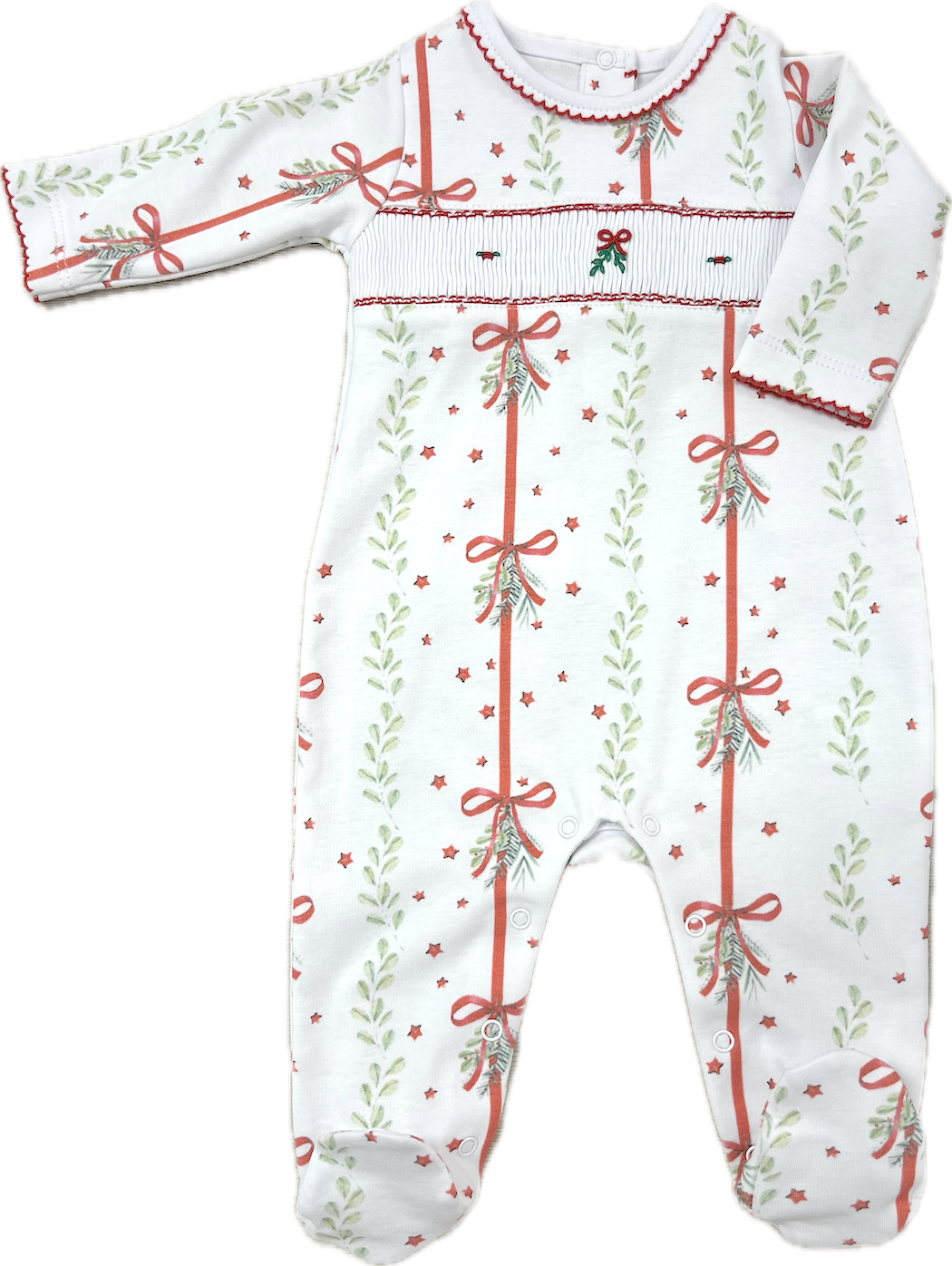 Baby Girl's Christmas Bows & Mistletoe Print Pima Cotton Footie - Little Threads Inc. Children's Clothing