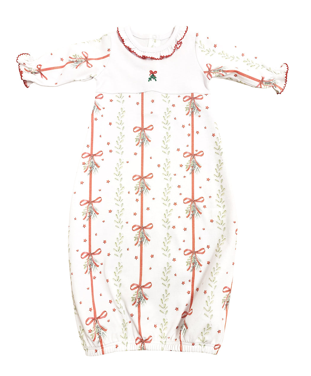 Baby Girl's "Christmas Bows & Mistletoe" Pima Cotton Daygown - Little Threads Inc. Children's Clothing