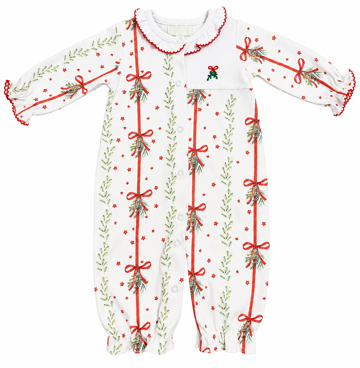 Mistletoe print baby girl converter gown