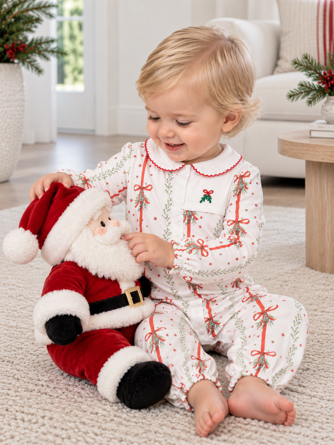 Mistletoe print baby girl converter gown