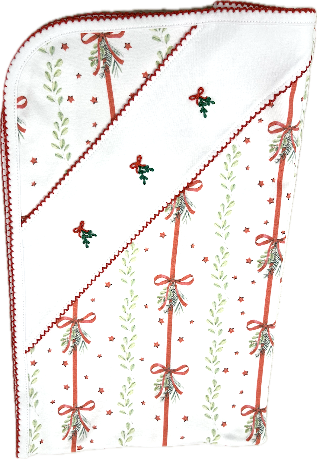 Christmas Bows & Mistletoe Print Baby Pima Cotton Blanket - Little Threads Inc. Children's Clothing