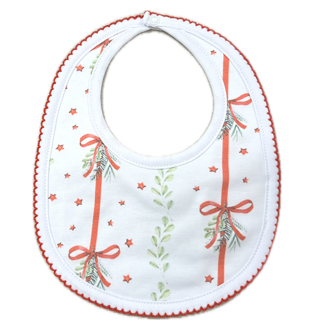 Baby Girl's "Christmas Bows & Mistletoe" Bib - Little Threads Inc. Children's Clothing