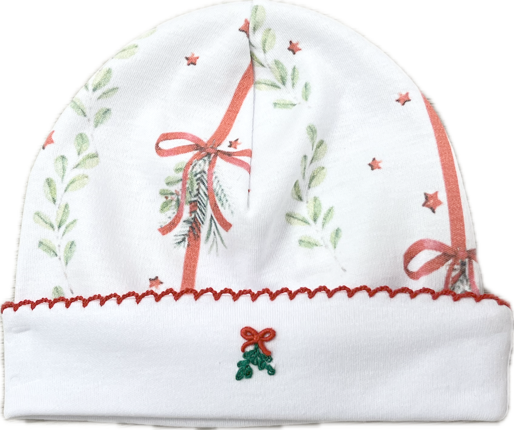 Baby Threads Christmas Bows Mistletoe Baby Hat