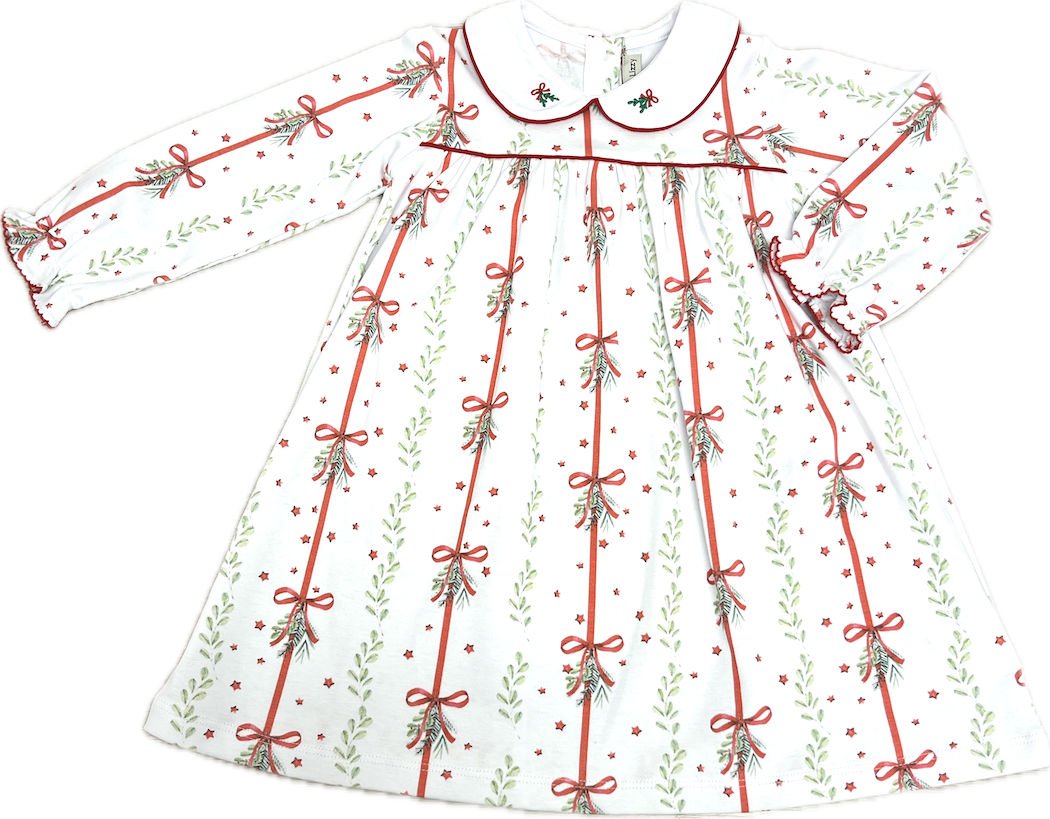Christmas bows and Mistletoe Float Girl's dress - Little Threads Inc. Children's Clothing