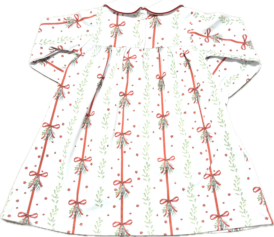 Christmas bows and Mistletoe Float Girl's dress - Little Threads Inc. Children's Clothing