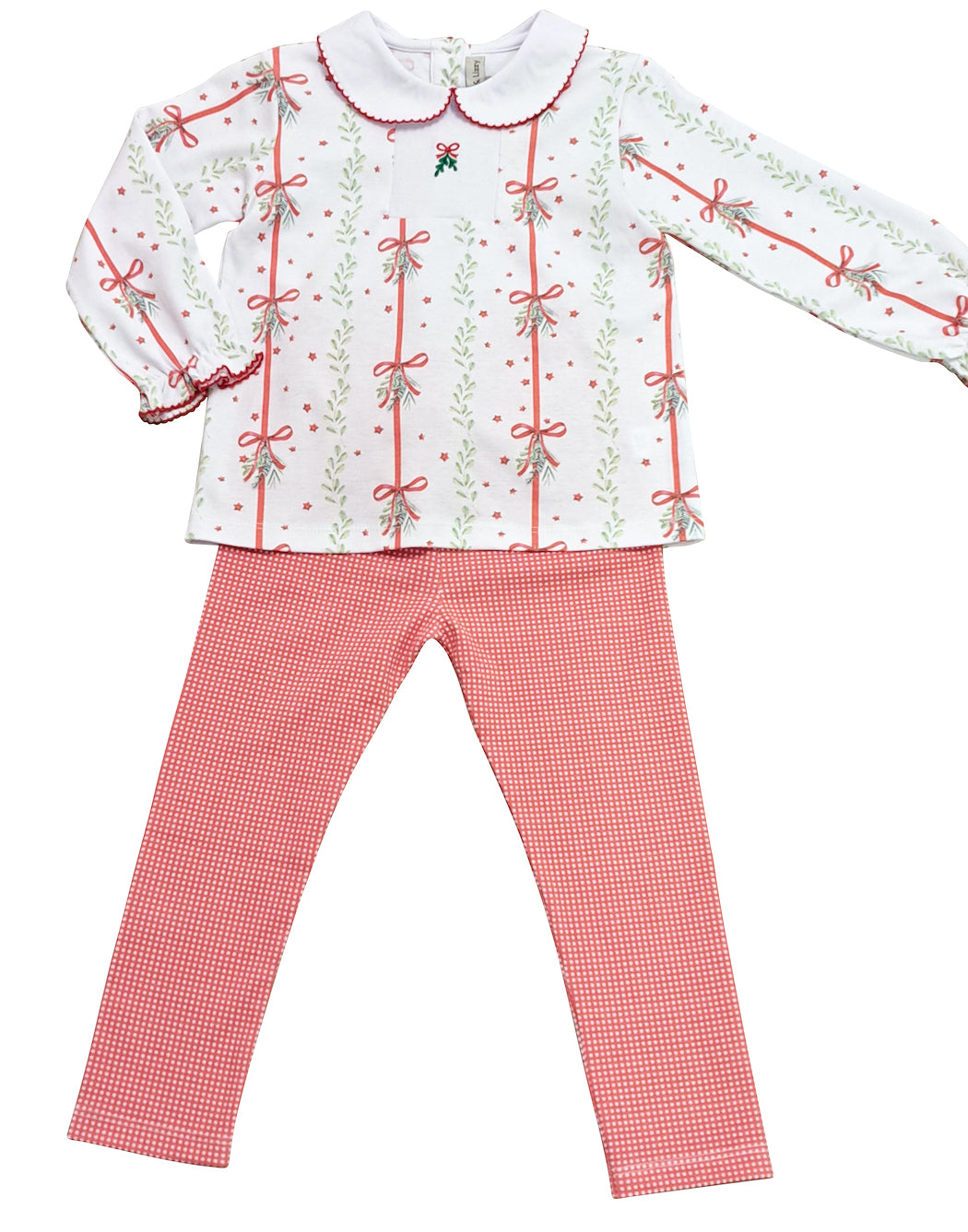Christmas bows and Mistletoe Leggings Girl's Set - Little Threads Inc. Children's Clothing