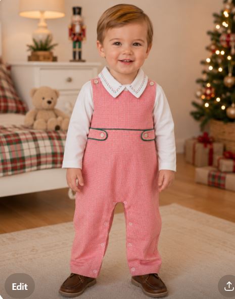 Christmas bows and Mistletoe Boy's Longall Set