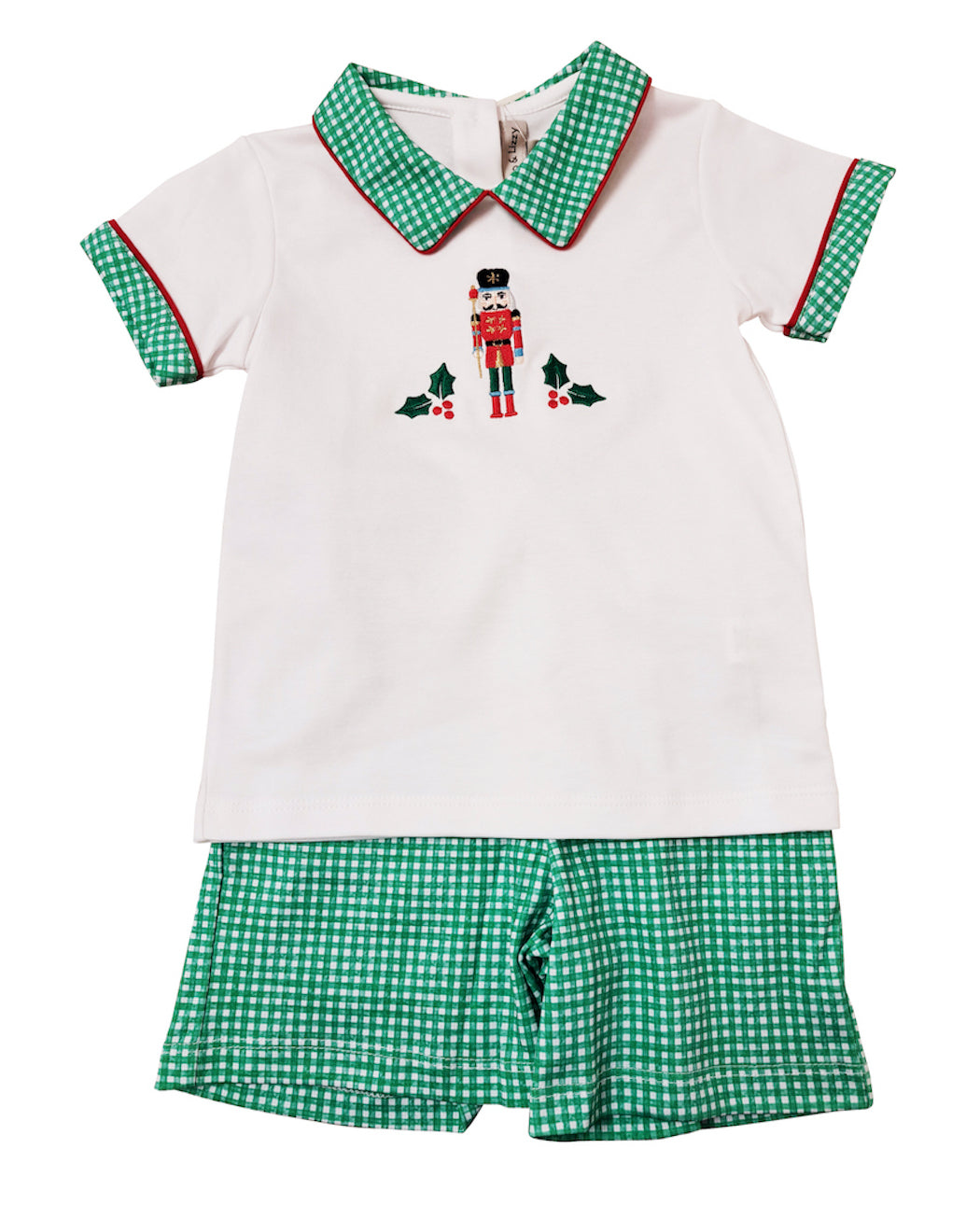 Christmas Nutcracker white top and green boy's short set - Little Threads Inc. Children's Clothing