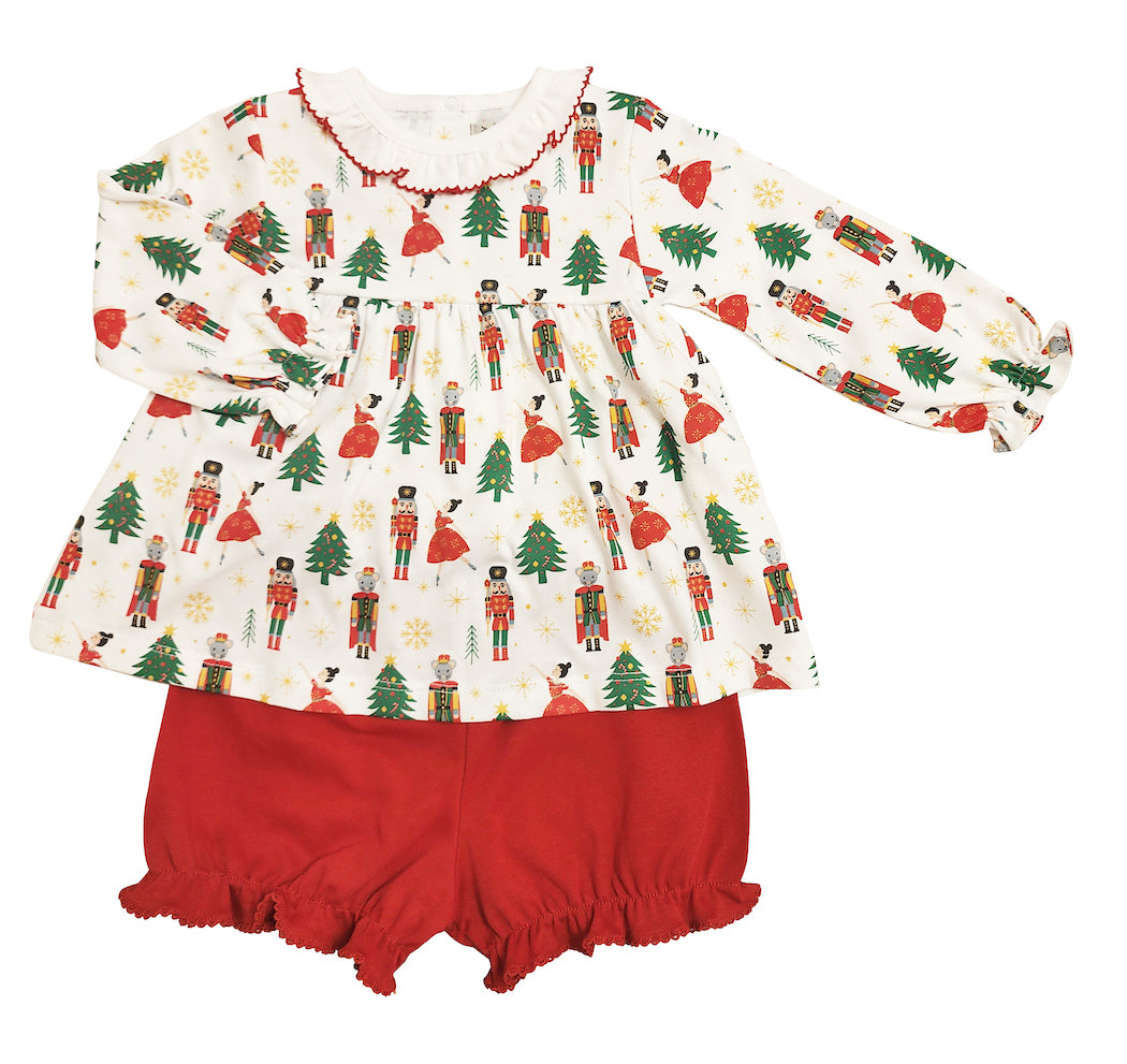 Christmas Nutcracker Print Baby Girl's Diaper Set - Little Threads Inc. Children's Clothing