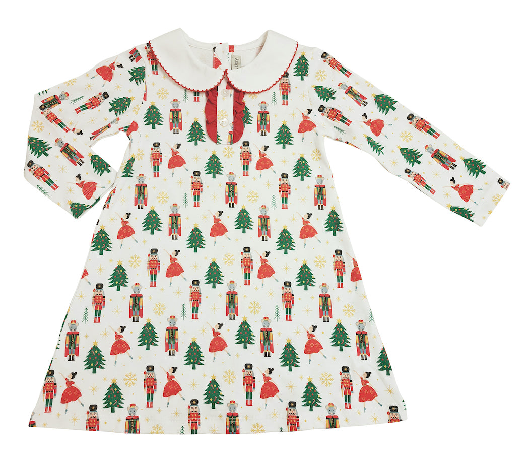 Christmas Nutcracker Print A-line Girl dress - Little Threads Inc. Children's Clothing
