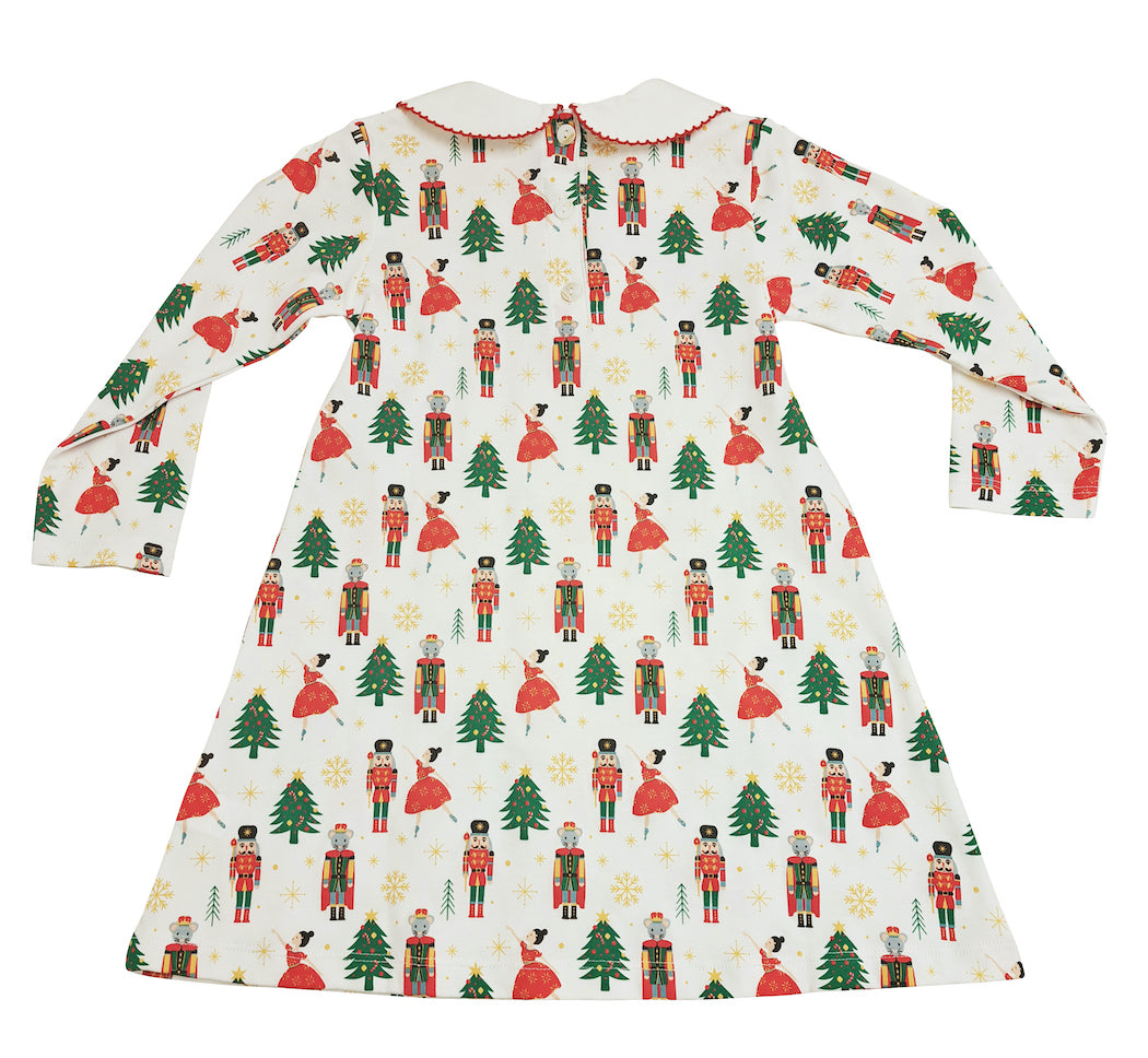 Christmas Nutcracker Print A-line Girl dress - Little Threads Inc. Children's Clothing