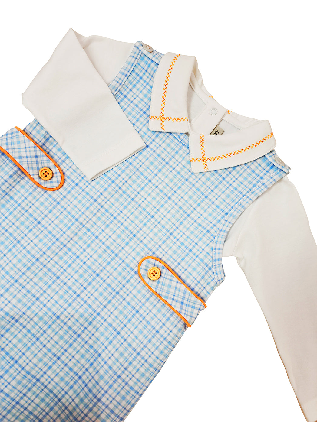 Fall Pumpkin - Plaid boy Longall set with Top Pima Cotton - Little Threads Inc. Children's Clothing