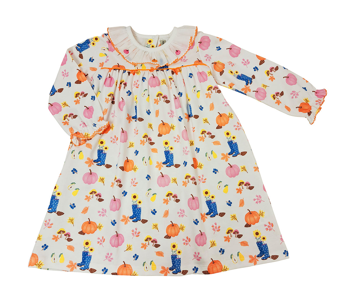 Fall Pumpkin Print Pima Cotton Girl's Float dress - Little Threads Inc. Children's Clothing