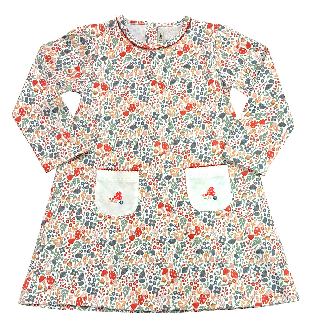 Girl's "Fall Flowers" Long Sleeve A-line Pima Cotton Dress - Little Threads Inc. Children's Clothing