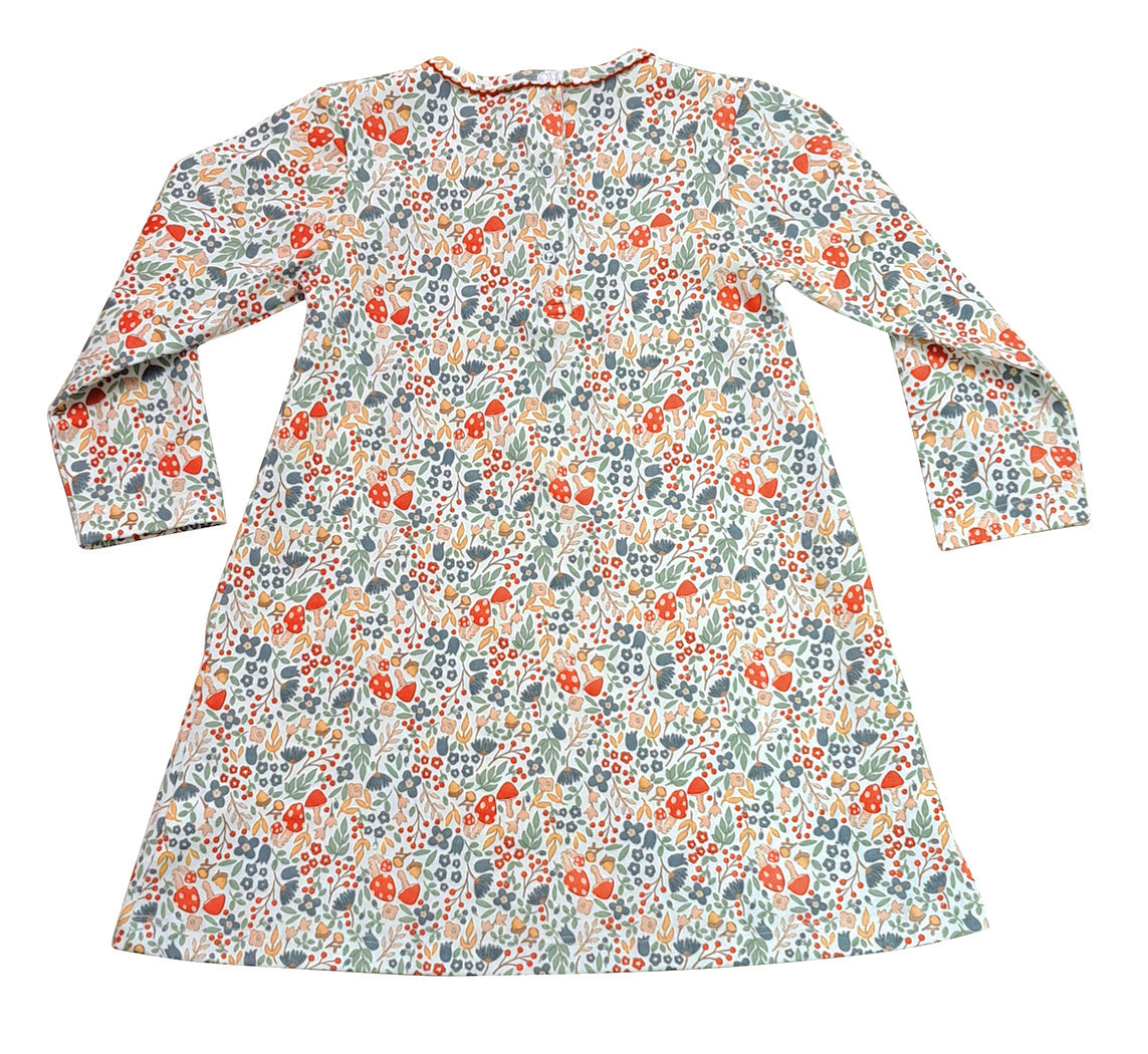 Girl's "Fall Flowers" Long Sleeve A-line Pima Cotton Dress - Little Threads Inc. Children's Clothing