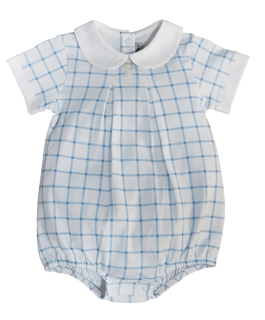 Blue checks Pima cotton baby boy romper - Little Threads Inc. Children's Clothing