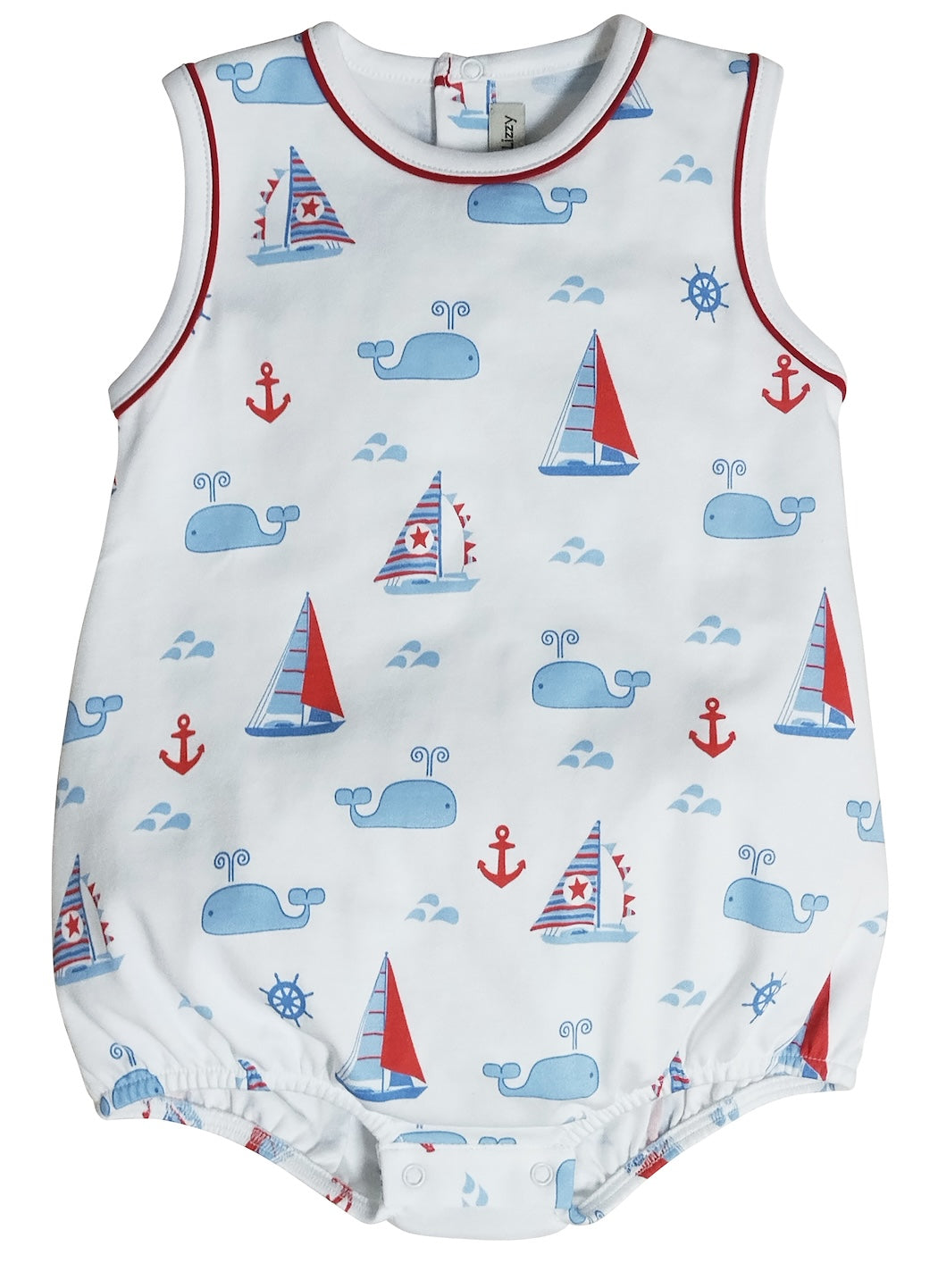 Nantucket Whales and sailboats Print Boy's romper - Little Threads Inc. Children's Clothing