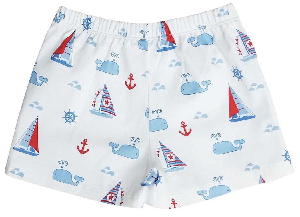 Nantucket Whales and sailboats Print Girl's Skort - Little Threads Inc. Children's Clothing