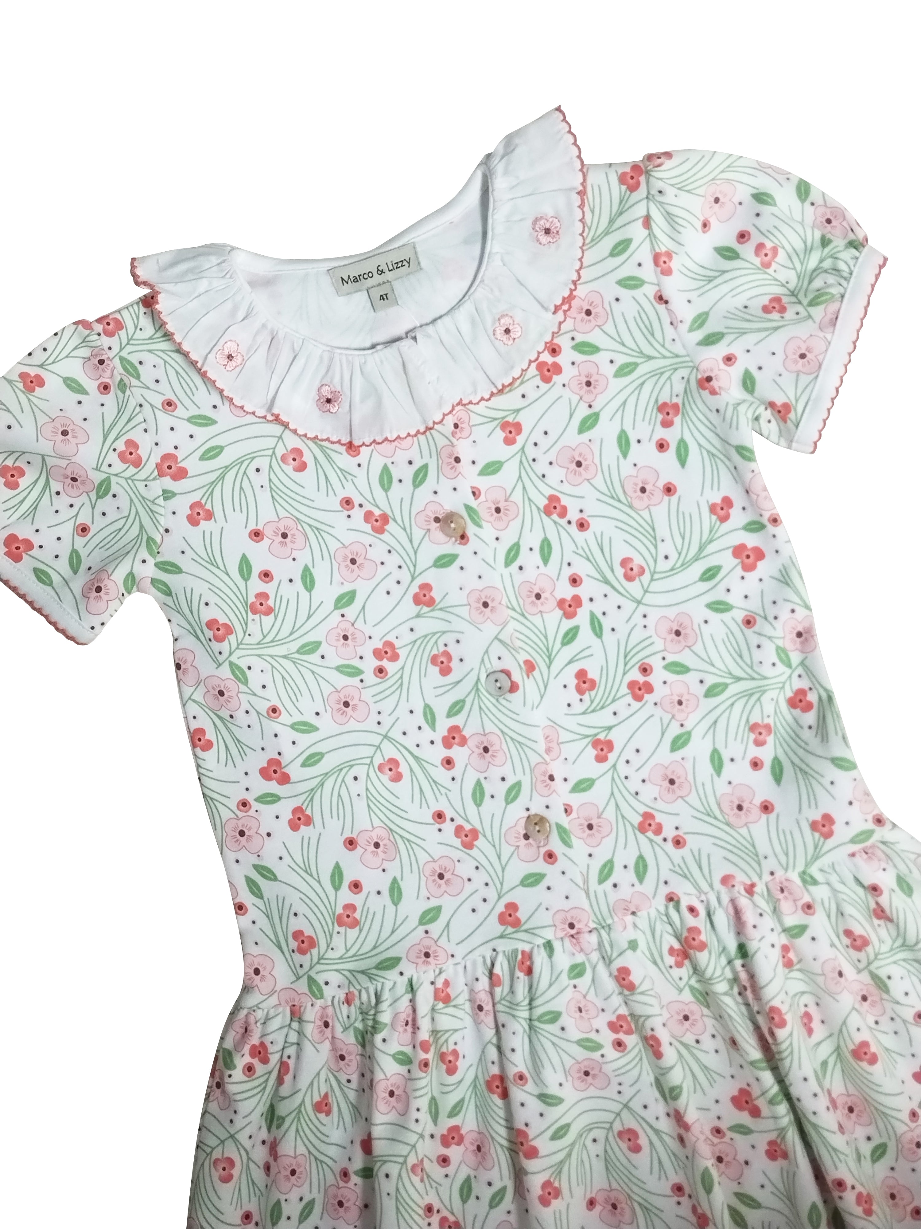 Cherry Blossoms Girl's Dropped Waist Dress - Little Threads Inc. Children's Clothing