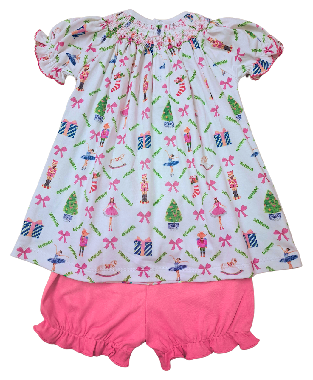 Christmas Nutcracker Girl's hand Smocked bishop