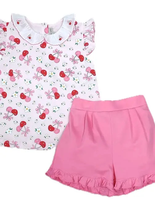 Cherries Girl's Short Set - Little Threads Inc. Children's Clothing