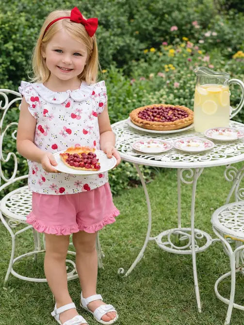 Cherries Girl's Short Set - Little Threads Inc. Children's Clothing