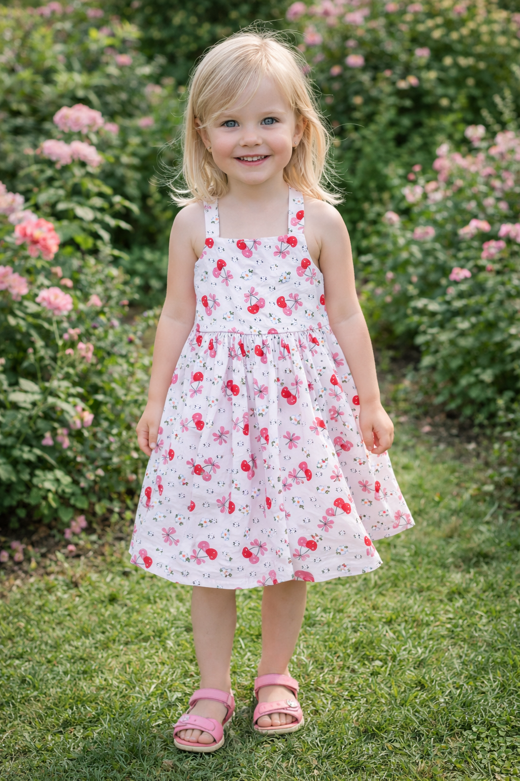 Cherries Sun Girl's Dress - Little Threads Inc. Children's Clothing