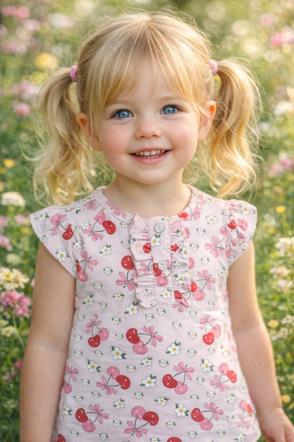 Cherries Printed Girl's Top - Little Threads Inc. Children's Clothing