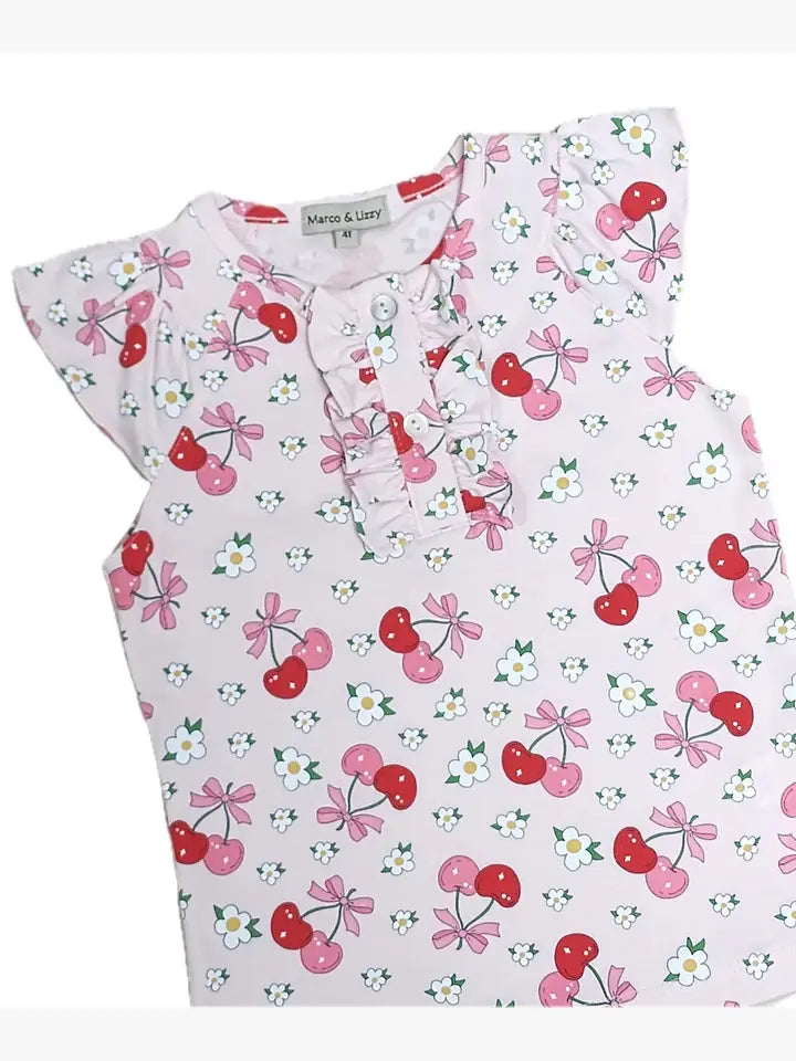 Cherries Printed Girl's Top - Little Threads Inc. Children's Clothing