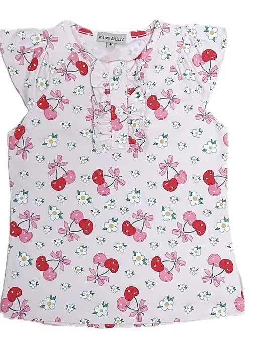 Cherries Printed Girl's Top - Little Threads Inc. Children's Clothing