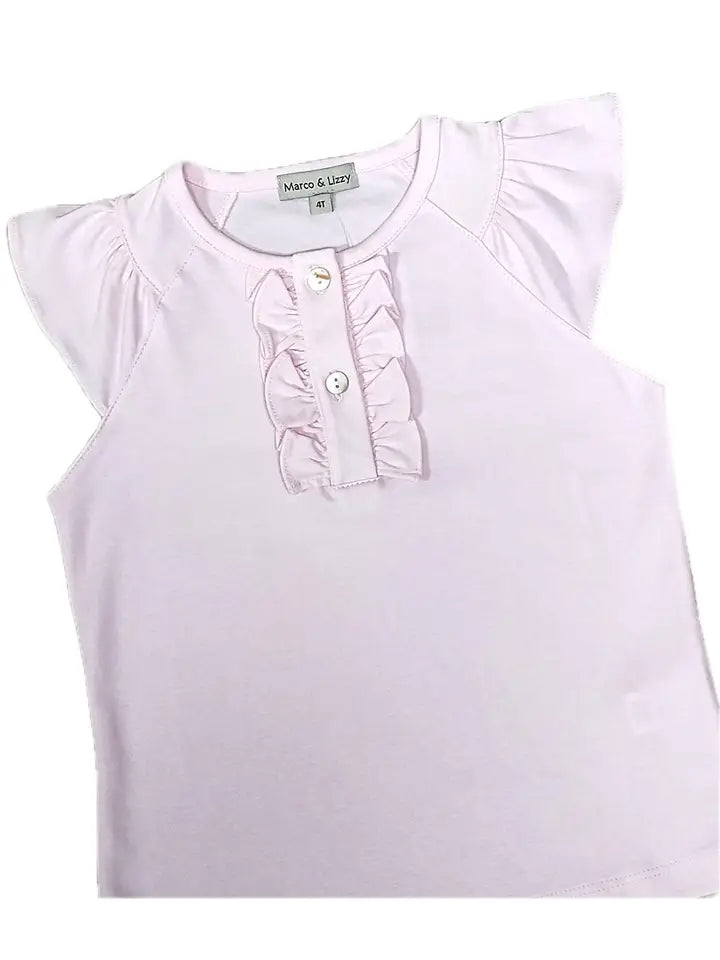 Cherries Pink Girls Pima Top - Little Threads Inc. Children's Clothing