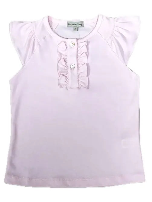 Cherries Pink Girls Pima Top - Little Threads Inc. Children's Clothing