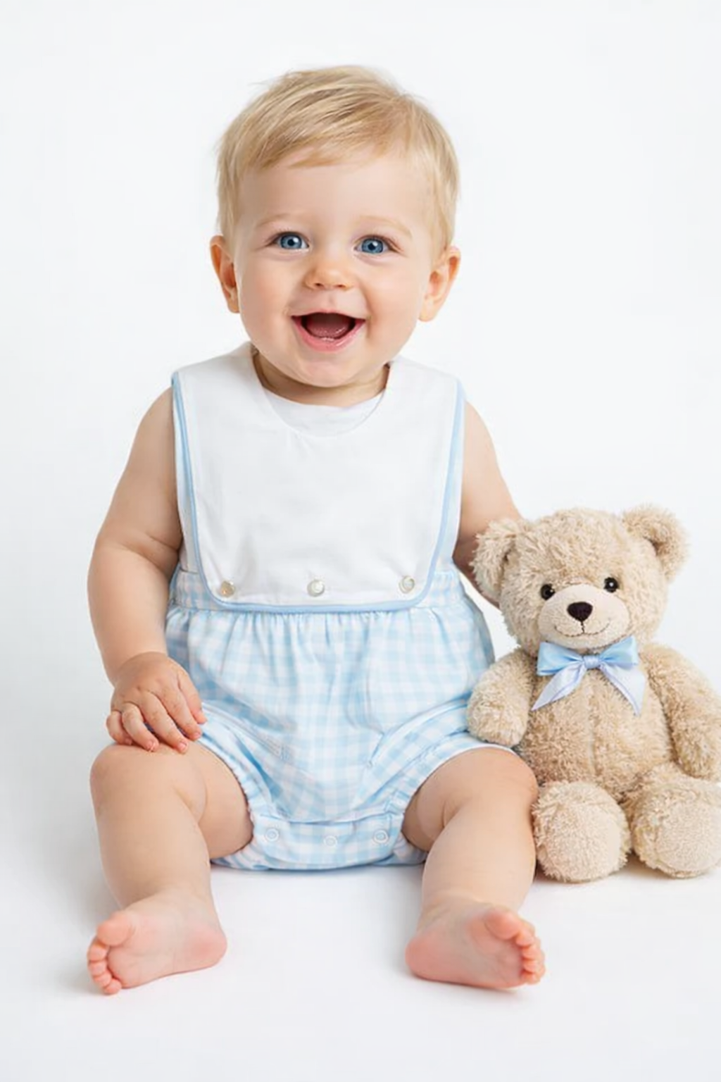 Easter Bunnies Blue Checks Baby Boy Sun Bubble - Little Threads Inc. Children's Clothing