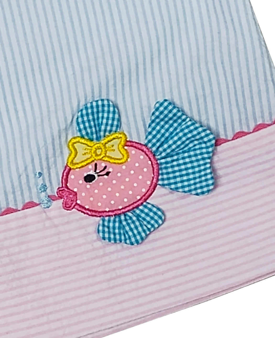 Girl's Pink and Blue Appliquéd Fish A-Line Dress - Little Threads Inc. Children's Clothing