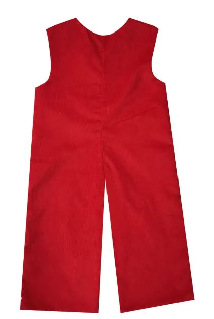 Christmas Red corduroy Boy Overall with straight legs - Little Threads Inc. Children's Clothing