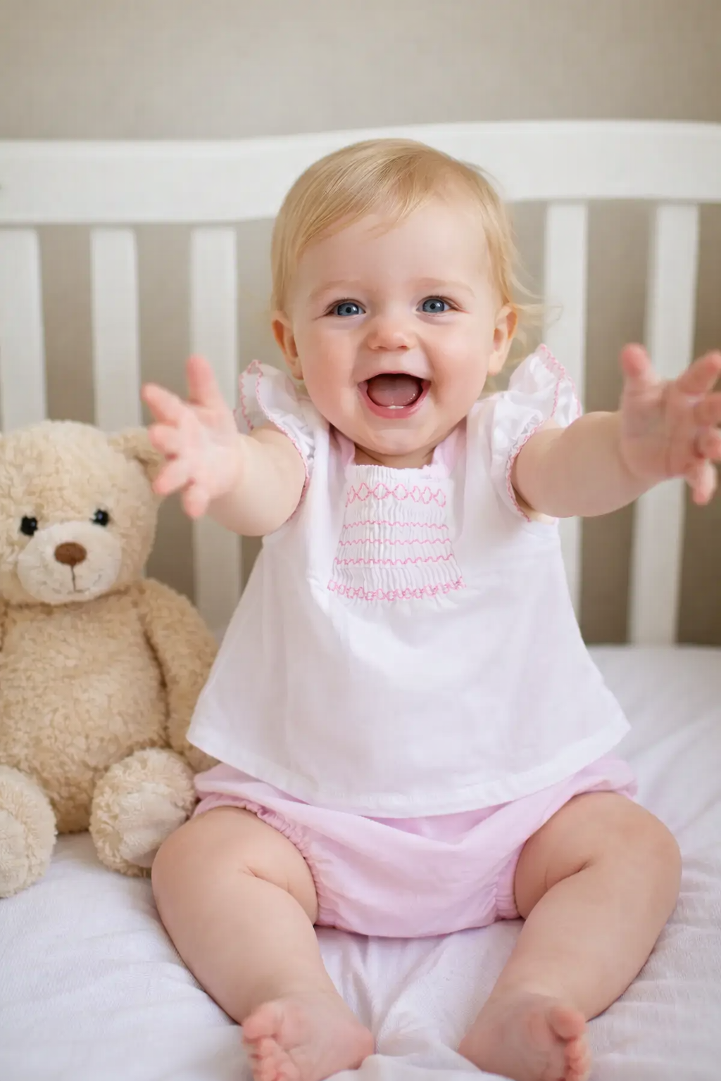 Basics - Baby Girl's Smocked Romper - Little Threads Inc. Children's Clothing