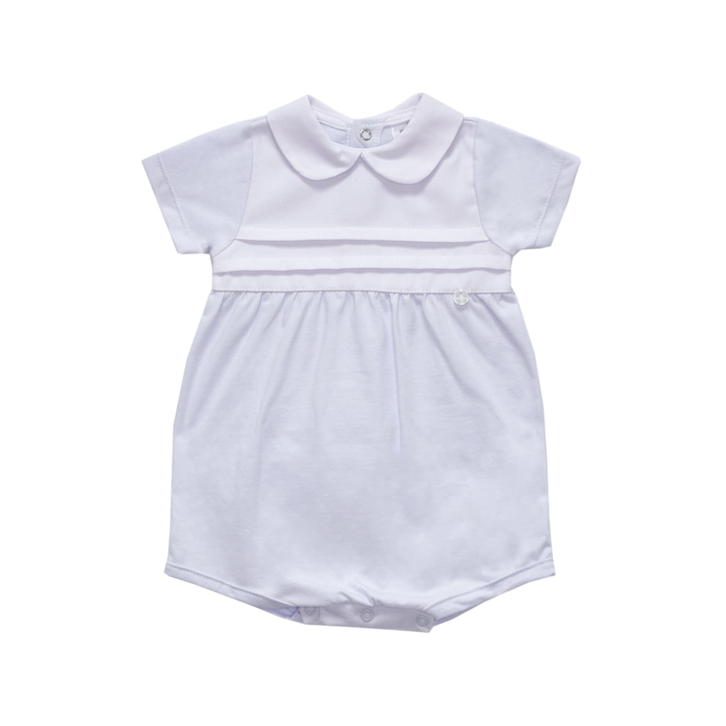 Basics - Baby Boy  blue and white romper - Little Threads Inc. Children's Clothing