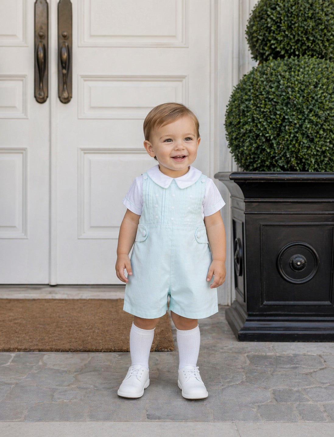 Baby Boys Mint Blue Easter Shortall Set - Little Threads Inc. Children's Clothing