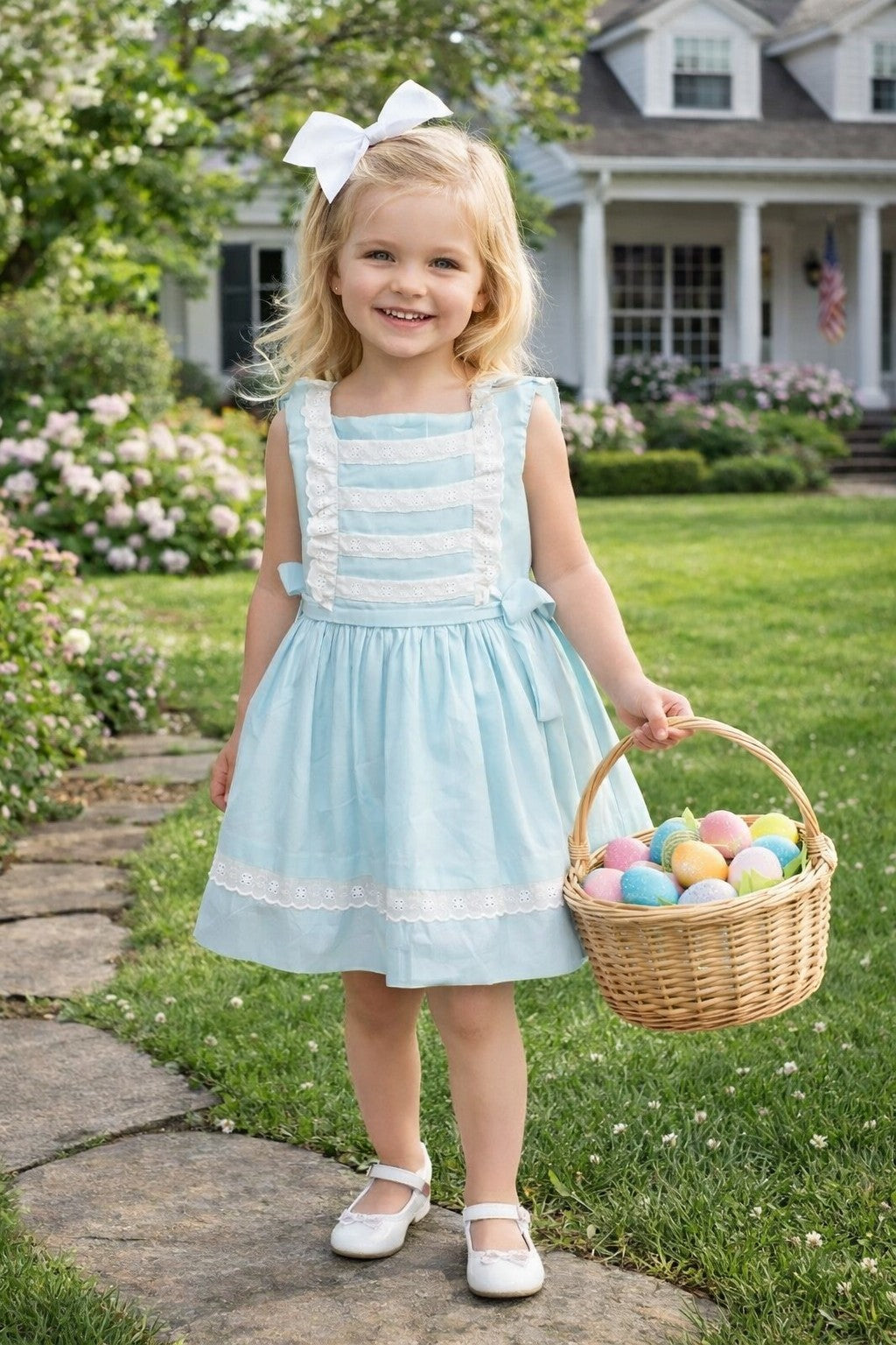 Classic Mint Embroidered Lace ruffle girl's dress - Little Threads Inc. Children's Clothing